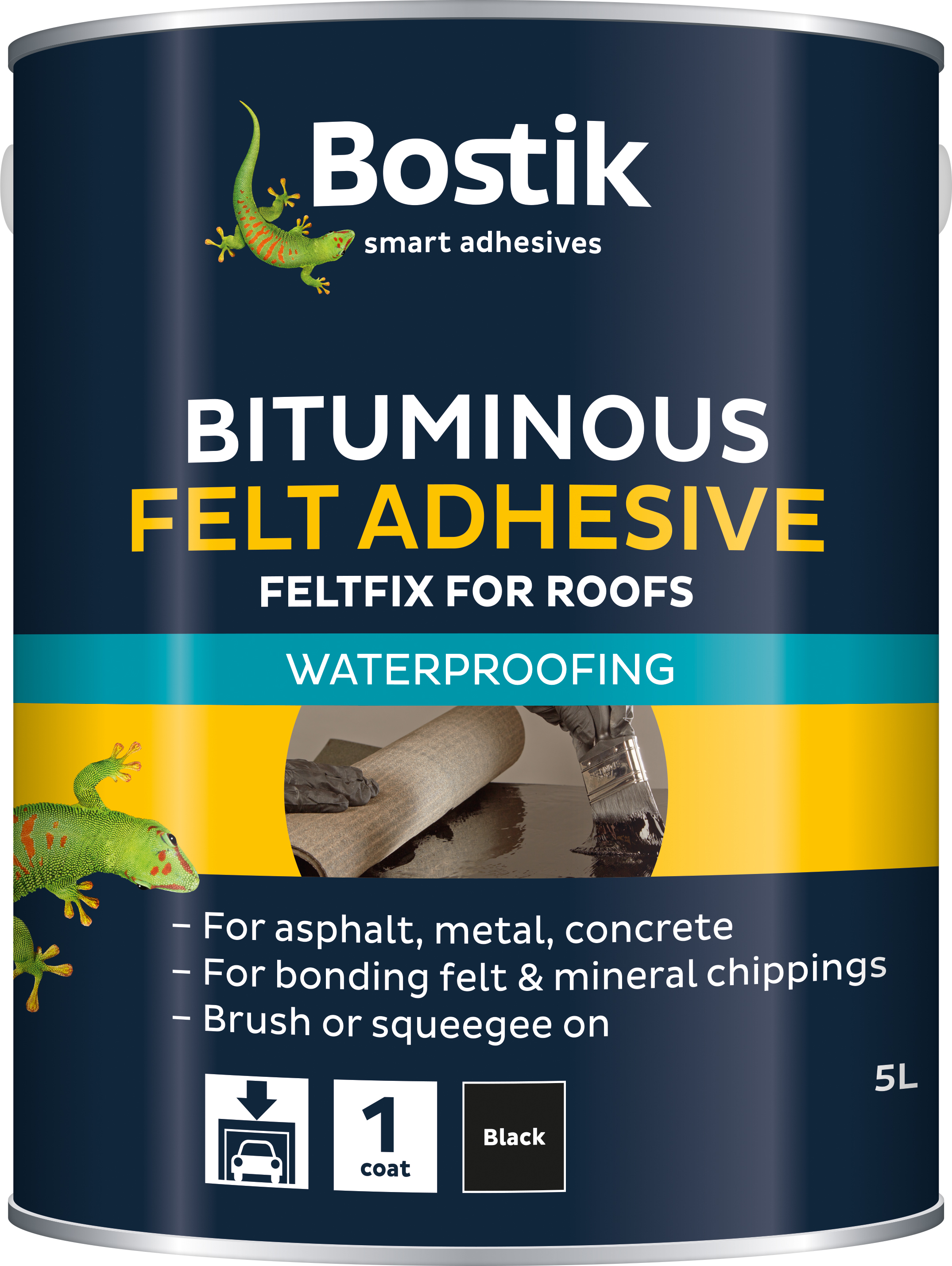 Bostik Black Cementone Feltfix Bitumen Roof Felt Adhesive 5Ltr