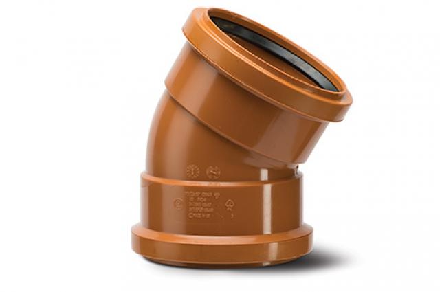 Polypipe 110Mm Short Radius Bend Double Socket 30Deg - Terracotta - Ug467