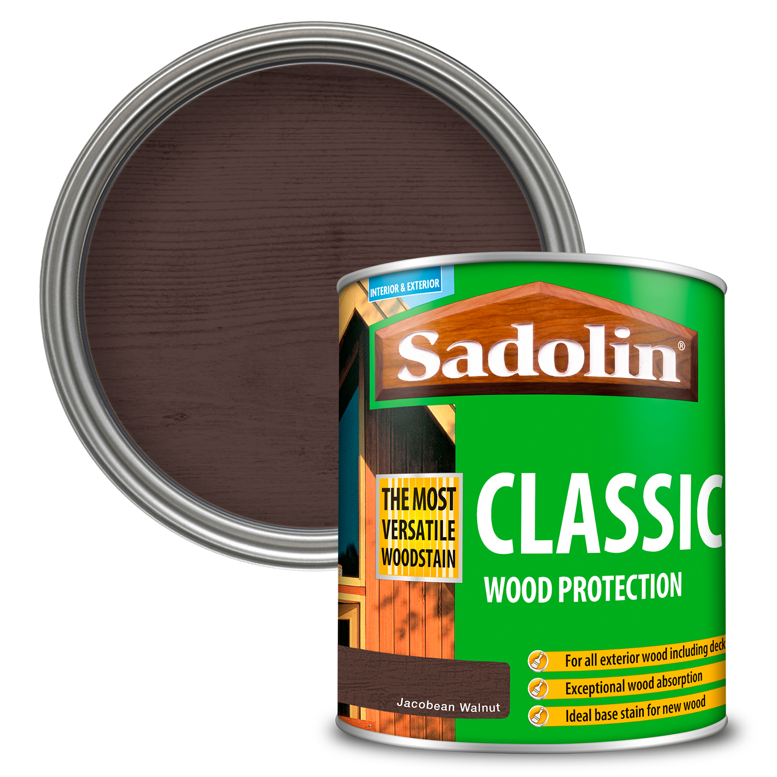 Sadolin Classic Woodstain - 1ltr - Jacobean Walnut