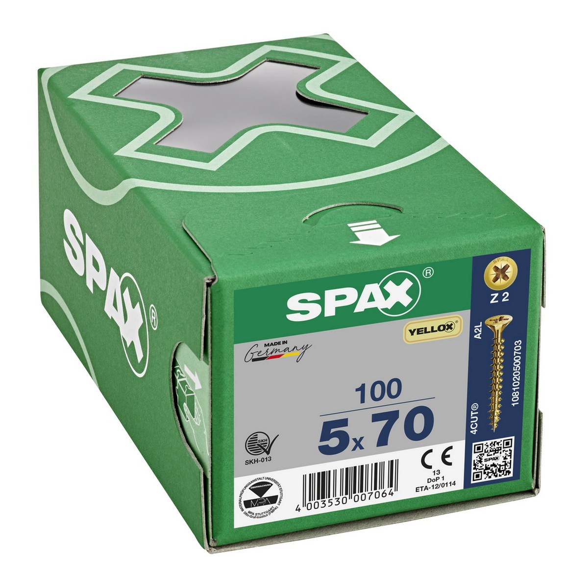 Spax - Universal Screws - 5.0 x 70mm - PZ2 - Gold - 100 Pack