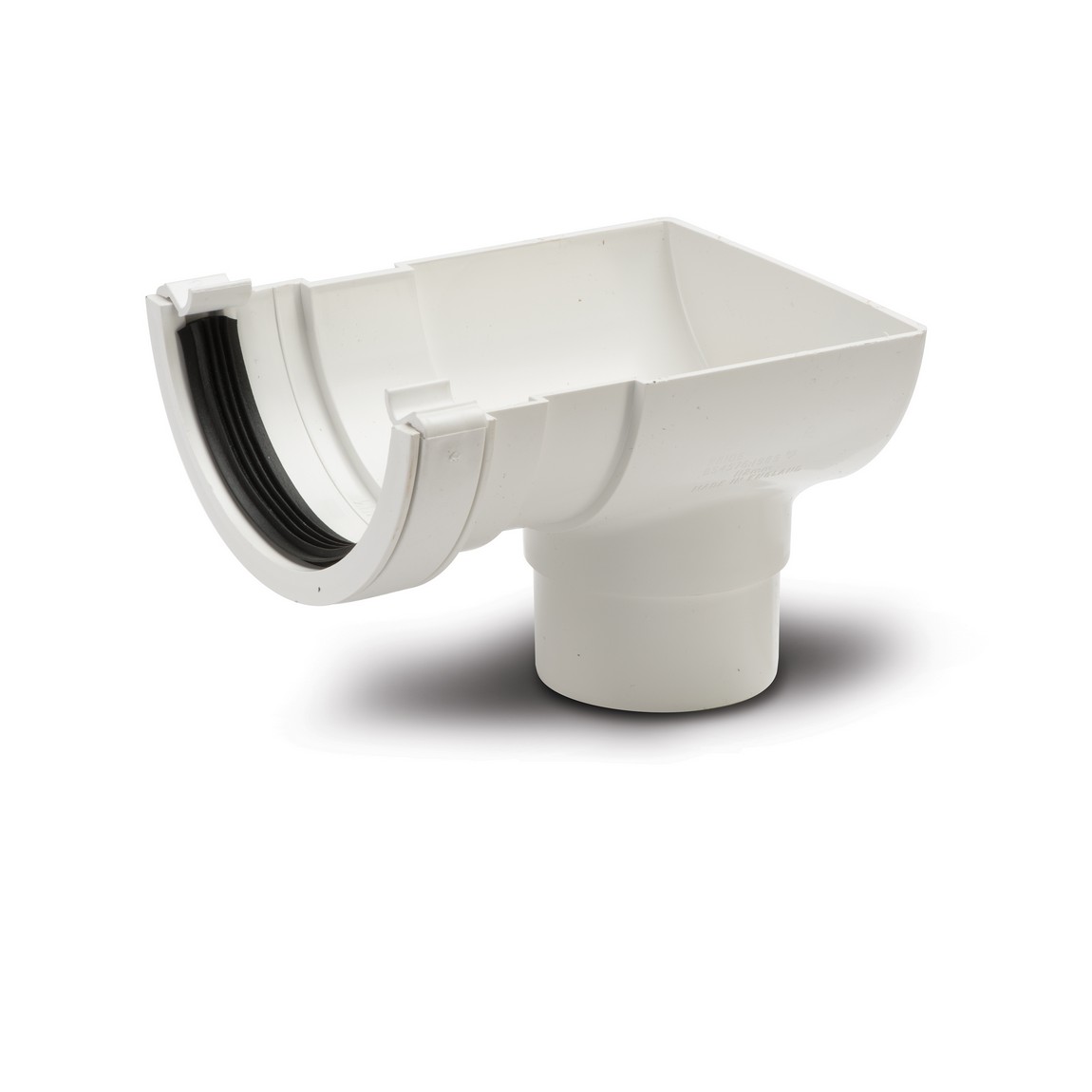 Polypipe White 112Mm Half Round Stop End Outlet - Rr106w
