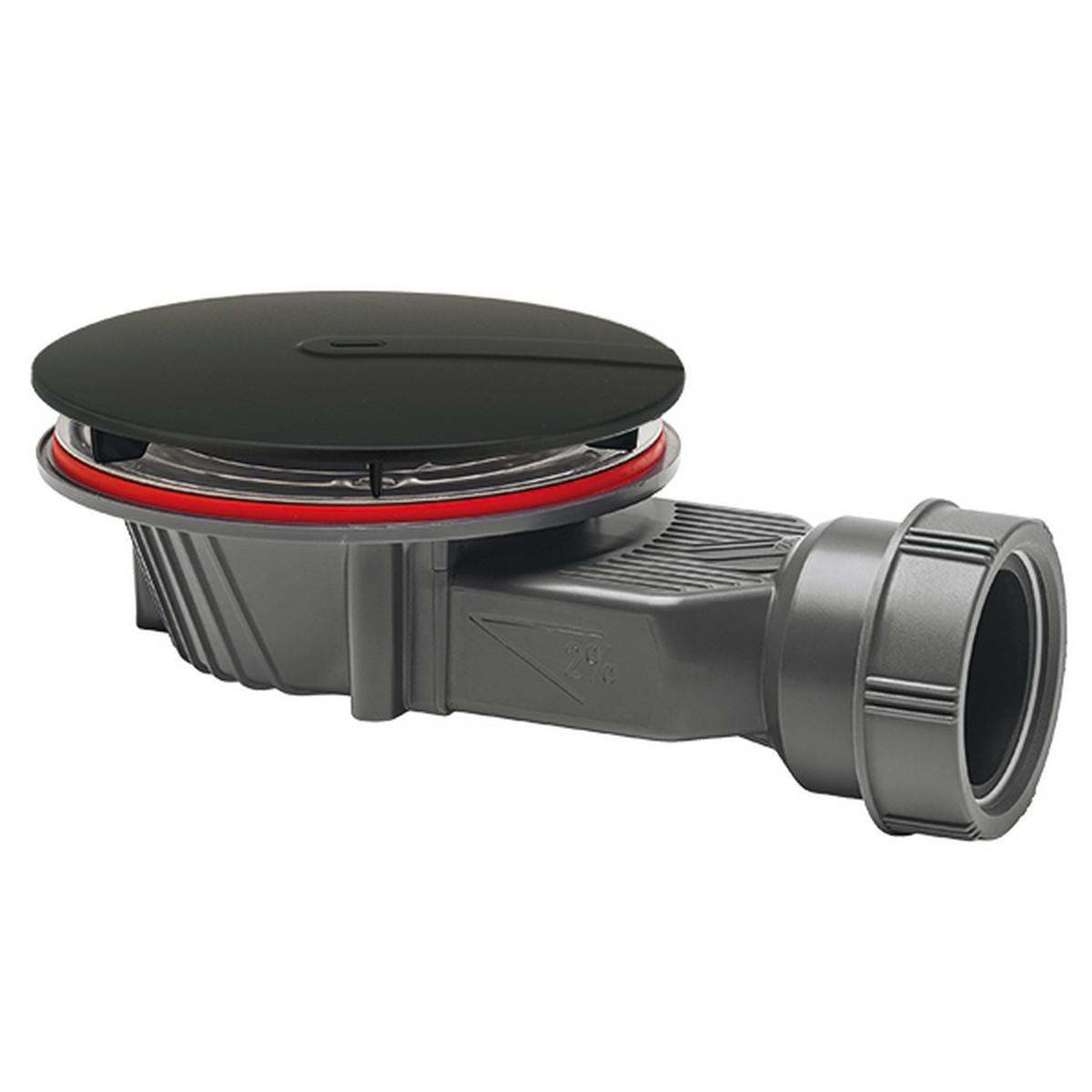 Wirquin Black Slim+ Extra Flat Shower Waste 90Mm - Touch Dome